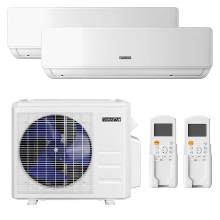 Durastar 17000 BTU Cooling / 18000 BTU Heating Dual Zone Mini Split Package with Wall Mount Evaporators DUR2H18W0909